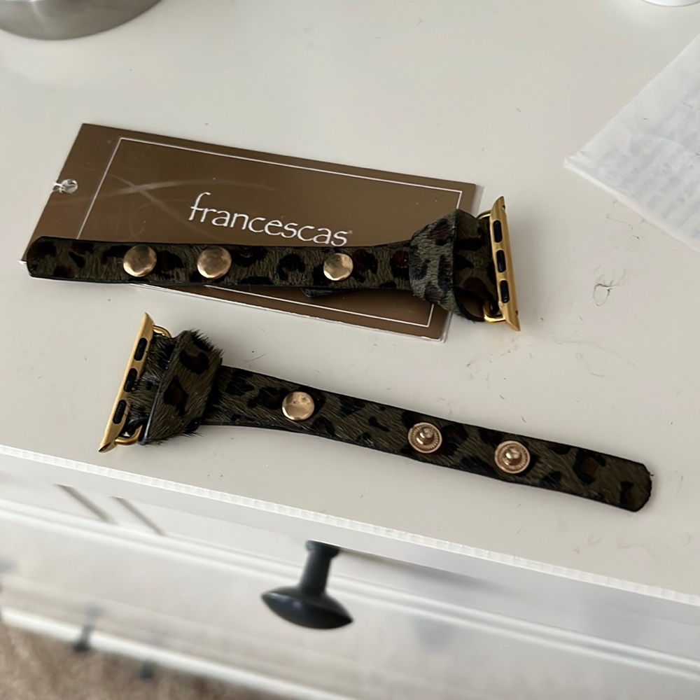 Army green leopard pony hair Apple Watch band